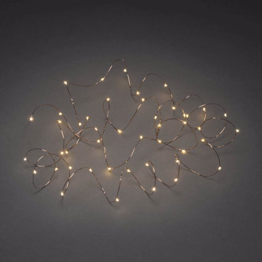 Catena luminosa a LED a goccia 100 diodi color ambra filo color rame