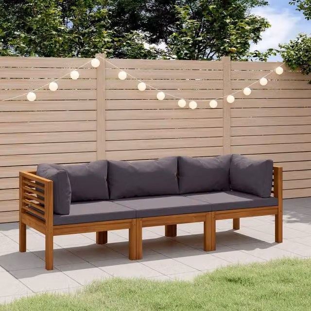 Divano da Giardino 3 Posti con Cuscino Legno Massello di Acacia 3086900