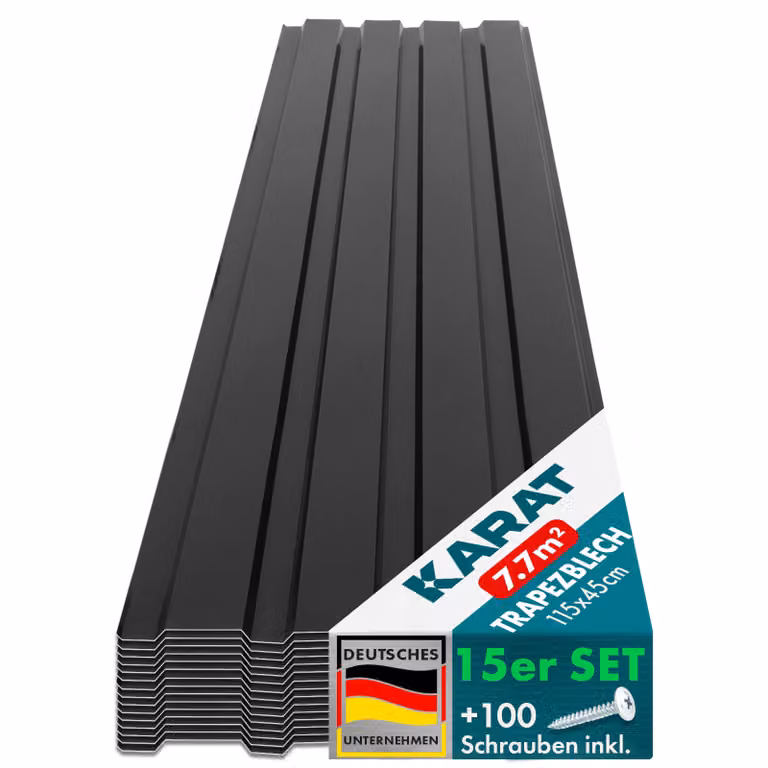 15 pezzi lamiera trapezoidale 115x45 cm lamiera profilata SET incl. 100 viti 7,7 m² grigio scuro