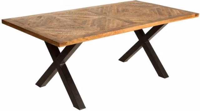 Tavolo da pranzo rettangolare Meublorama ZAREL in legno di mango e metallo nero e marrone