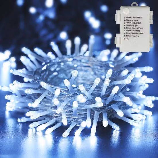 Ghirlanda luminosa per interni ed esterni - 20 m - 200 LED - con spina - 8 modalità - impermeabile - bianco