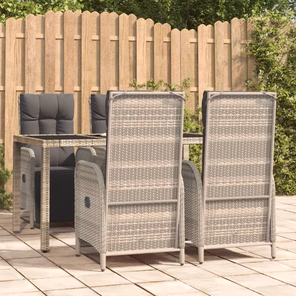 vidaXL Set da Pranzo da Giardino 5 pz in Polyrattan e Vetro Grigio