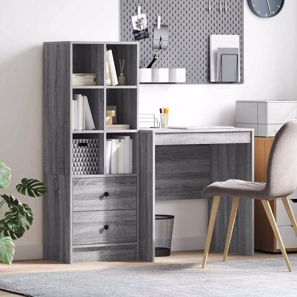 Maison Exclusive - Scrivania con cassetto 2 pcs Grigio Sonoma
