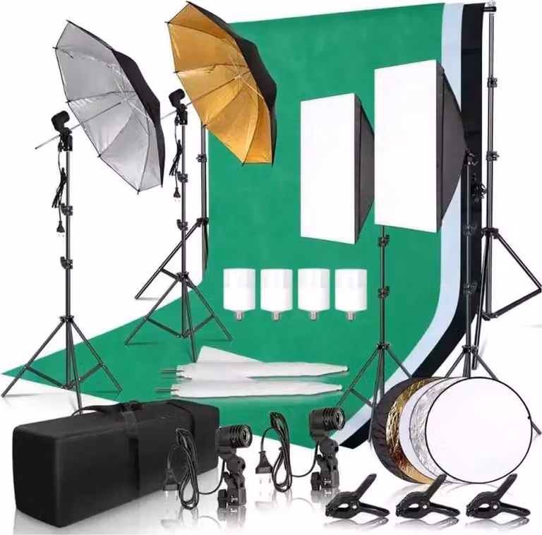 Set di illuminazione fotografica, softbox, riflettori, kit per studio fotografico 36