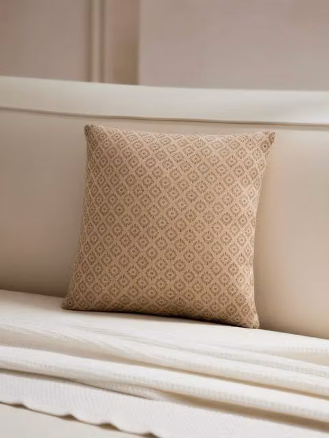 Cuscino quadrato Otus Kenay Home marrone e beige con fodera rimovibile in cotone, L/P: 50 x 50 cm
