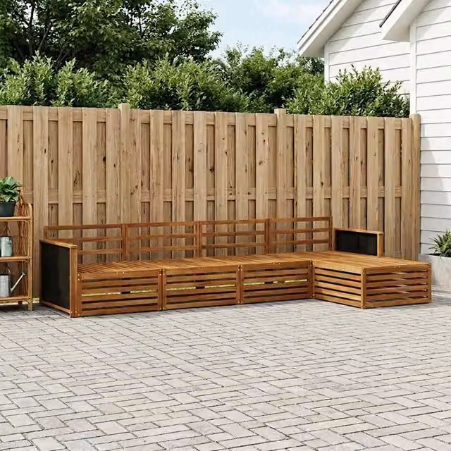 Set di divani da esterno 5 pz Naturale Legno di Acacia Massello 3383222