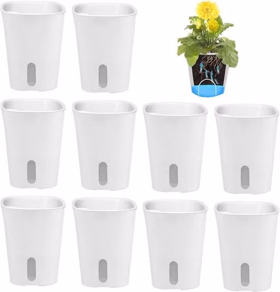Set di 10 Pannelli di Coltivazione Autoirriganti con Indicatore del Livello Acqua - Vaschetta e Cassetto per Erbe per Interno e Esterno (12,5cm)