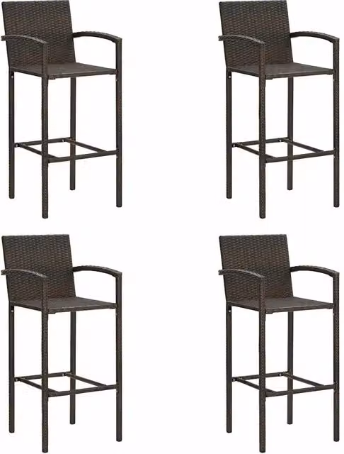 Sgabelli da Bar 4 pz Marroni in Polyrattan