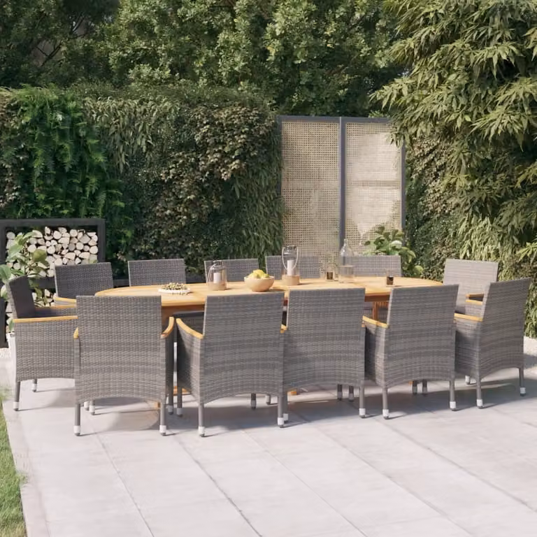 Maison Exclusive - Set da pranzo da giardino 13 pezzi con cuscini grigio
