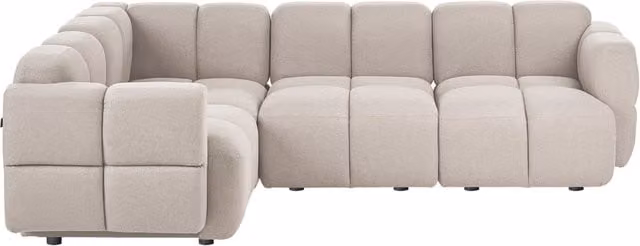 Divano angolare modulare BELIANI in tessuto beige con lato destro, stile moderno per soggiorno, L 252 x P 175 x H 86 cm