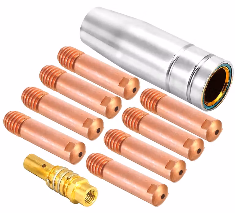 Kit di accessori per saldatura, composto da 12 ugelli per gas e ugelli per l'elettricità, compatibili con saldatrici MIG