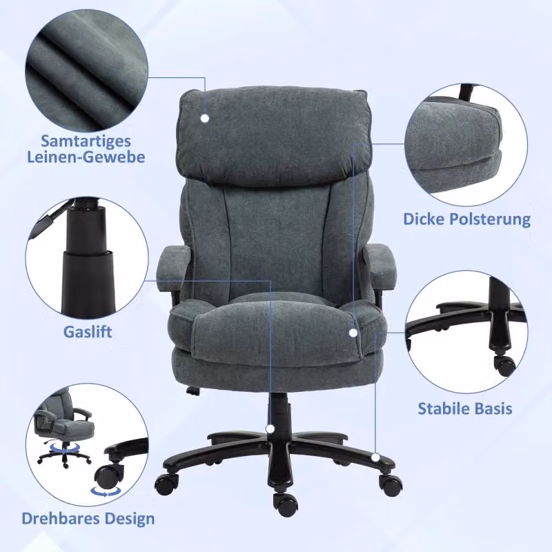 Sedia da ufficio girevole REDOM grigia con braccioli, portata fino a 200 kg, H 117-125 x L 79 x P 68,5 cm – 2