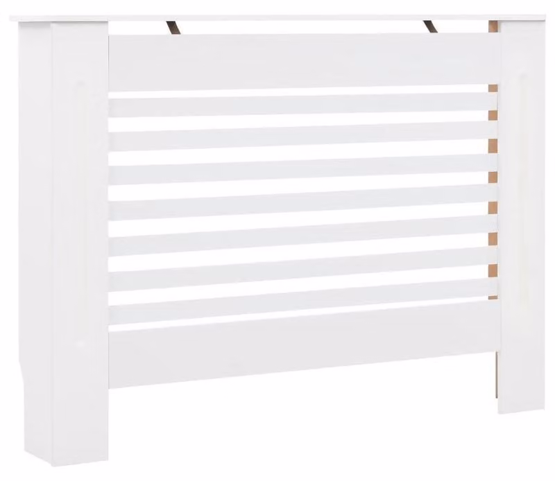 Copri termosifone da pavimento, dimensioni 11x19x81,5 cm – Materiale MDF resistente agli agenti atmosferici – Bianco con motivo a gallo – Set da 2