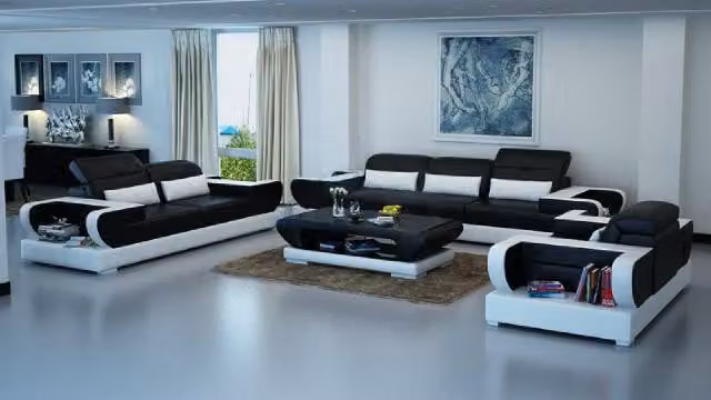 Sofagarnitur Couch Polster Leder Sitz Garnitur 3+2+1 Set Modernes Sofa mit USB