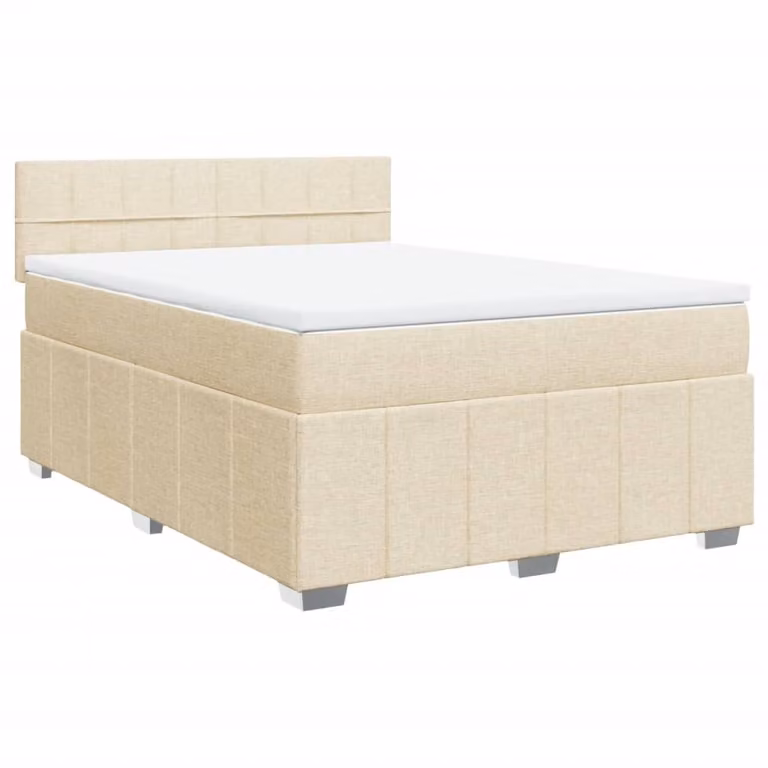 Giroletto a Molle con Materasso Crema 140x19 cm in Tessuto