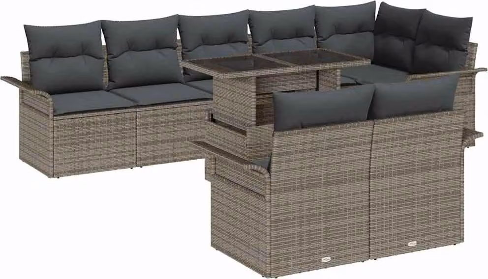 Maison Exclusive - Set di divani da giardino, 9 pezzi, grigio [Materiale sintetico]: rattan sintetico