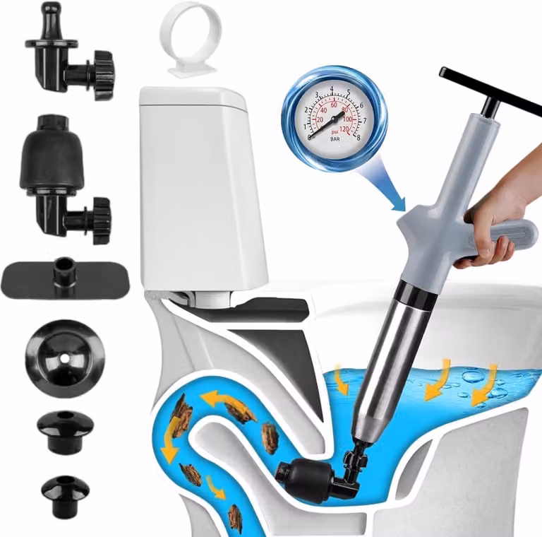 Sgrassatore per lavandini, sgrassatore per WC, detergente per scarichi, sistema di spurgo ad aria per WC, lavandini, vasche da bagno e scarichi a pavimento (grigio)