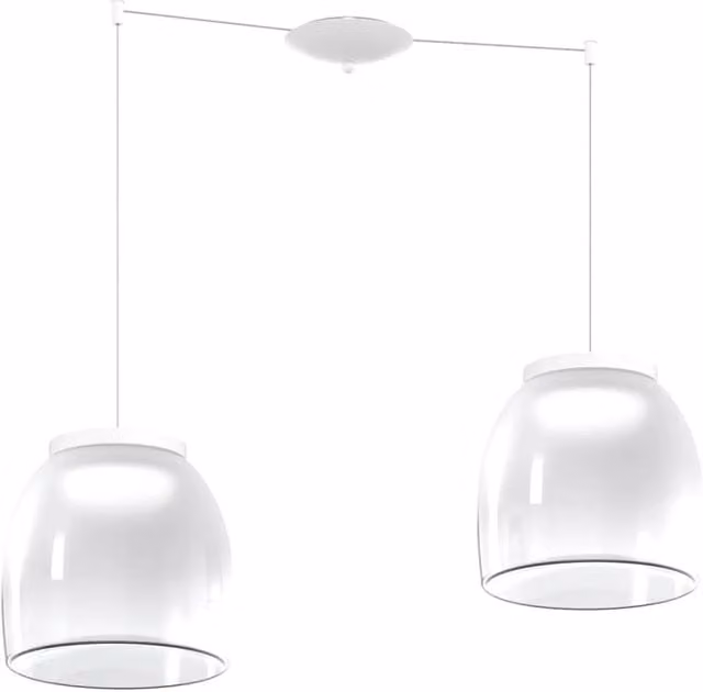 Lampadario Contemporaneo Drum Metallo Bianco Vetro 2 Luci Led 32W Calda