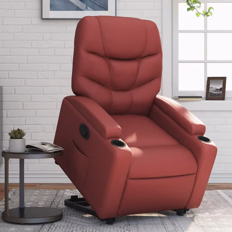 vidaXL Poltrona Alzapersona Reclinabile con Assistenza Elettrica in Similpelle Rossa