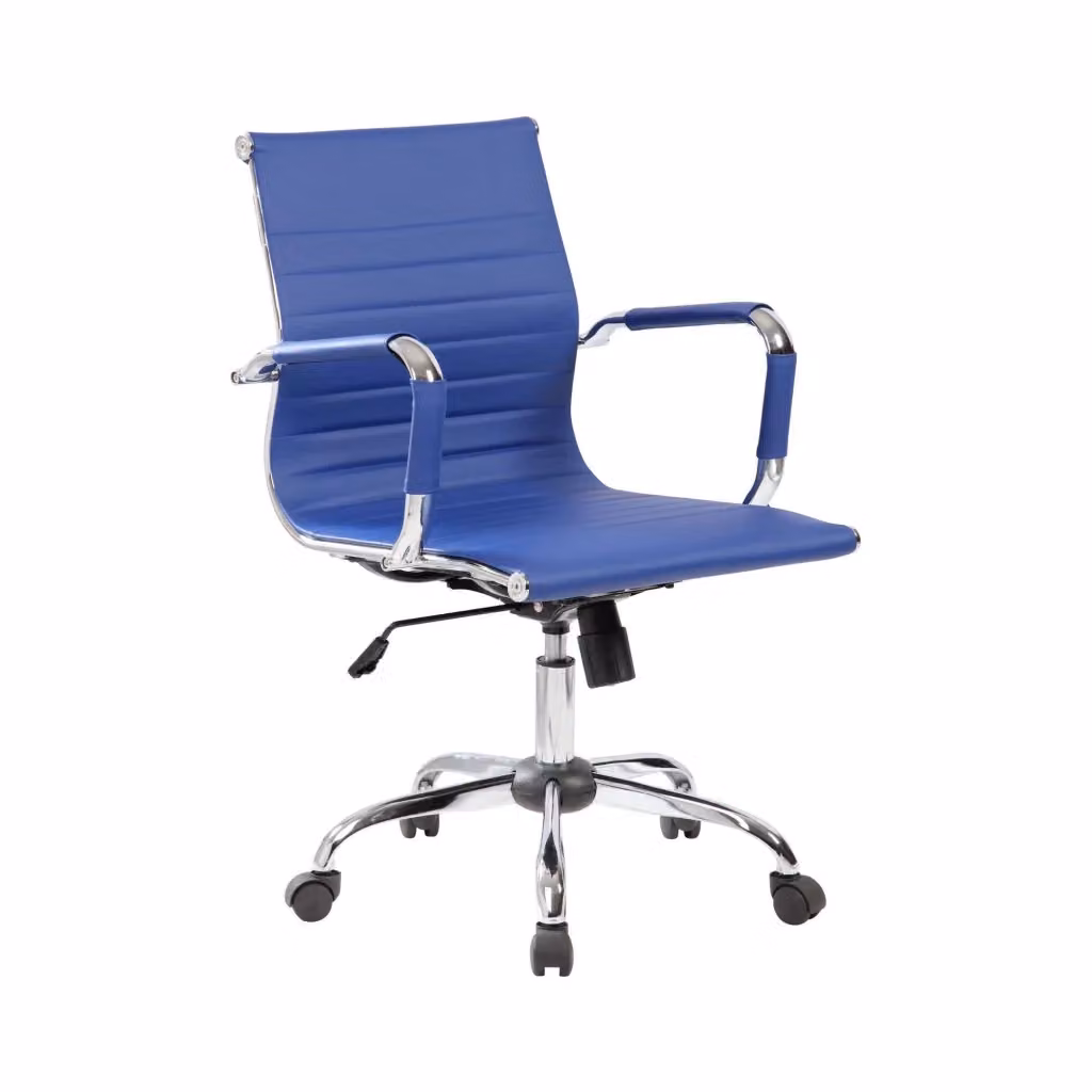 Poltrona da Ufficio DMORA Pictont con Ruote e Braccioli, Grigio e Blu, L/P/H: 63 x 54 x 116 cm – 2