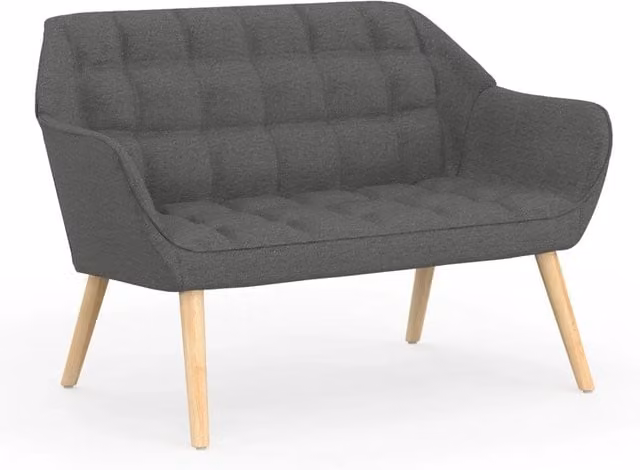IDMarket Divano Scandinavo Castille a 2 Posti con Funzione Letto, Rivestimento in Tessuto Trapuntato Grigio Antracite, L: 120 cm, P: 77 cm, H: 65 cm