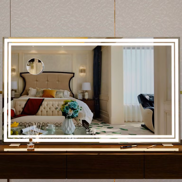 Specchio da trucco a LED, dimensioni 100x60 cm, stile Hollywood, con intensità regolabile, da tavolo o da parete