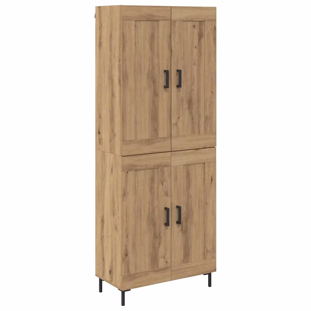 Set di 2 credenze moderne vidaXL in legno e metallo color rovere, L: 69,5 cm, P: 34 cm, H: 180 cm – 2