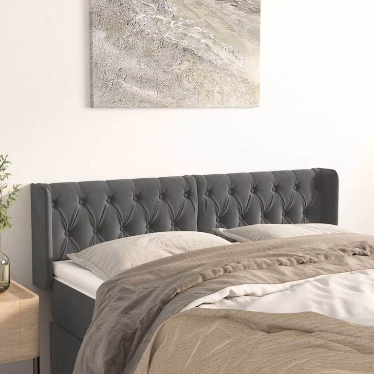 Testiera ad orecchio vidaXL in velluto grigio scuro L: 147 cm, P: 16 cm, H: 78-88 cm