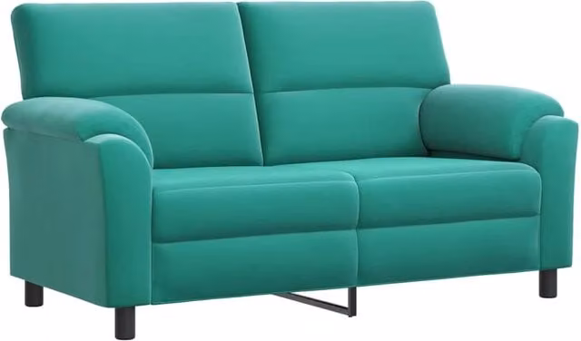 Divano moderno in velluto turchese vidaXL con struttura in metallo e coperture rimovibili L: 174 cm, P: 85 cm, H: 93 cm