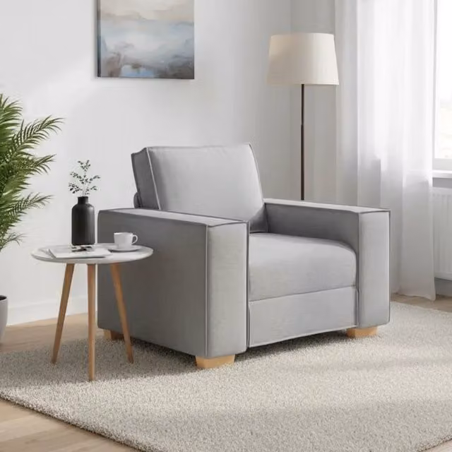 Poltrona Lounge moderna vidaXL in tessuto grigio con braccioli L: 100 cm, P: 78 cm, H: 84 cm