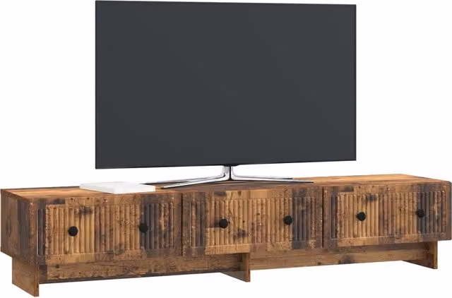 Mobile TV in legno antico marrone con dettagli in metallo, L: 147 cm, P: 34,5 cm, H: 30 cm – 1