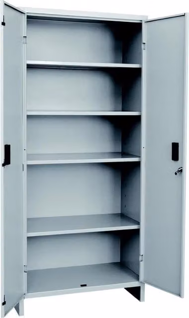 Armadio in metallo EACOMMERCE con ante a battente e serratura, Grigio, L: 80 cm, P: 40 cm, H: 180 cm