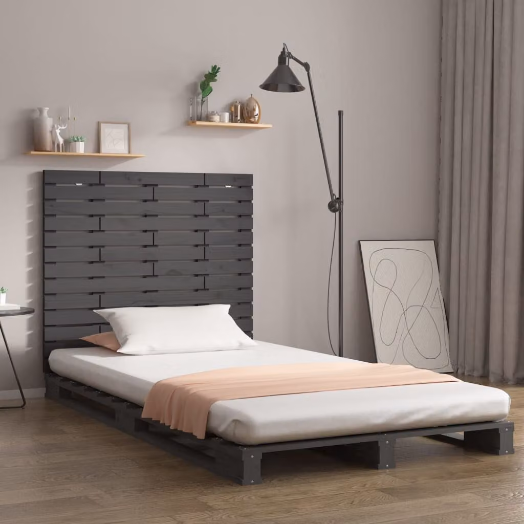 Testiera da parete vidaXL in legno massello di pino, Grigia, L: 96 cm, P: 3 cm, H: 91,5 cm