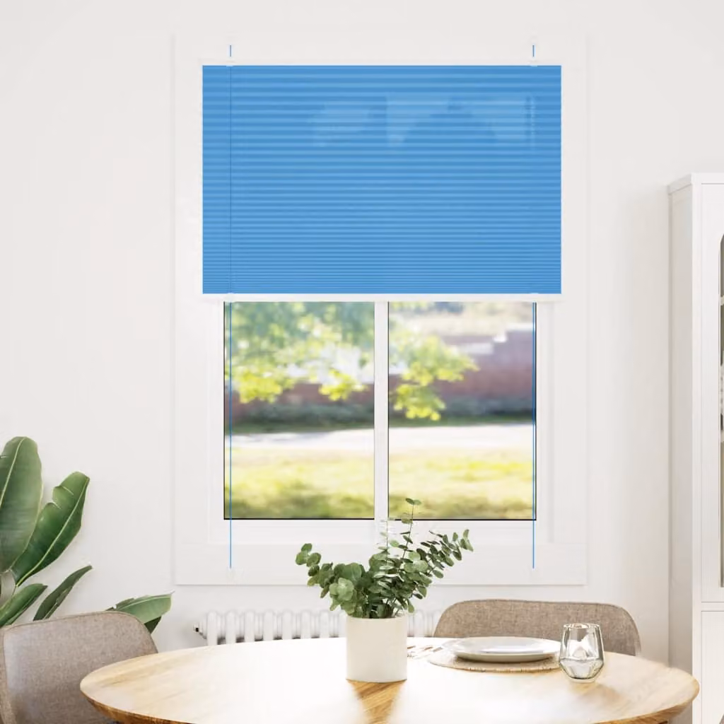 vidaXL Tenda Plissettata Blu 90x100 cm Larghezza Tessuto 89,4 cm