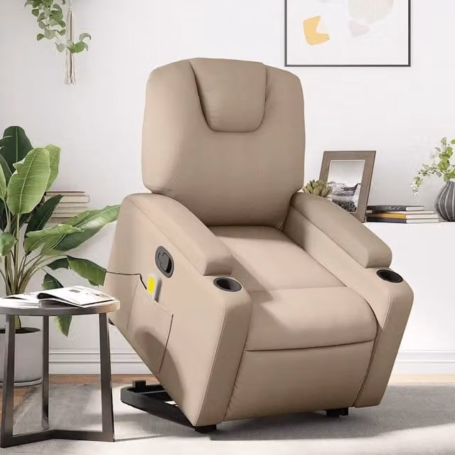 Poltrona Alzapersone Reclinabile con Assistenza Elettrica vidaXL in Similpelle Beige – 1