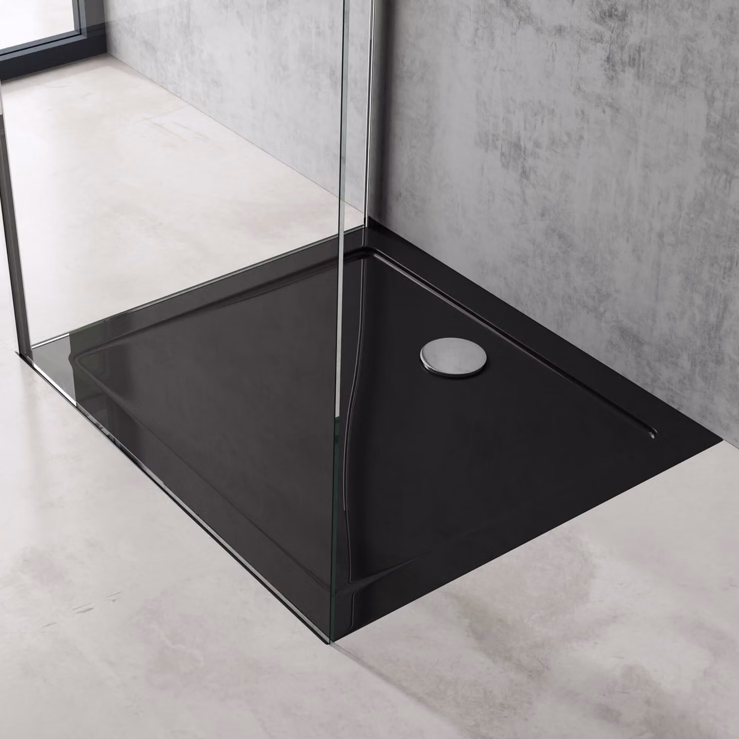 doporro Piatto Doccia 80x100 cm Rettangolare in Acrilico Rinforzato Nero, Altezza 4 cm Ultrasottile, con Piletta di Scarico Cromata Inclusa £šAL01) - Faro2