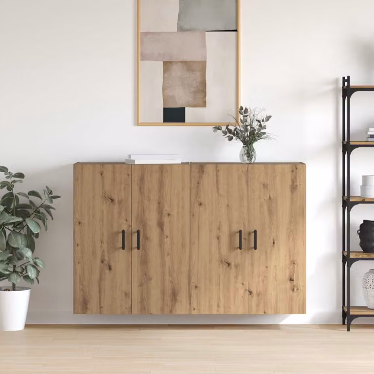 Set di 2 Mobiletti a muro vidaXL in stile moderno, colore marrone, L: 69,5 cm, P: 34 cm, H: 90 cm