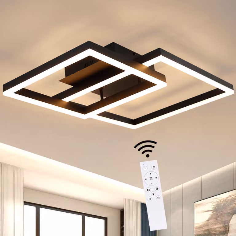 ZMH lampada da soffitto LED da salotto - dimmerabile lampada da salotto nera design moderno con telecomando in metallo illuminazione da soffitto per cucina