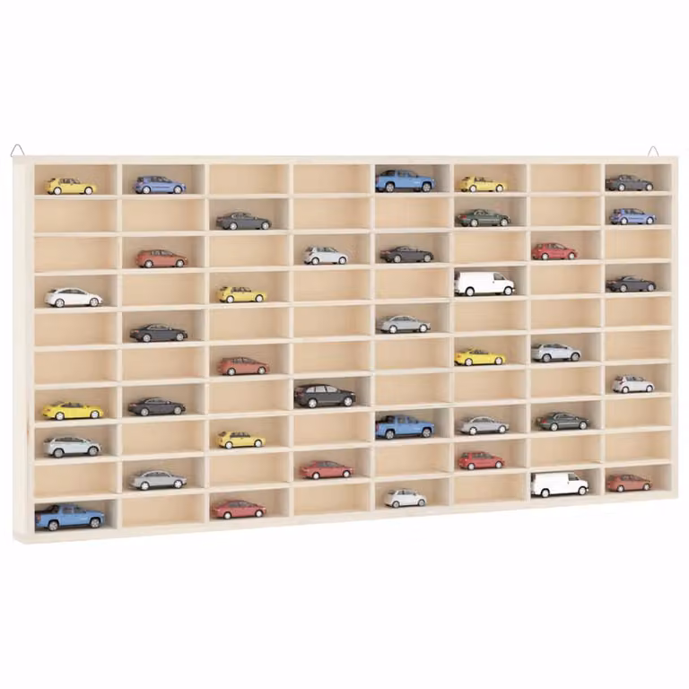 Vetrina da collezione vidaXL in legno con 80 scomparti, da appendere a parete, L: 80 cm, P: 4,5 cm, H: 40,5 cm