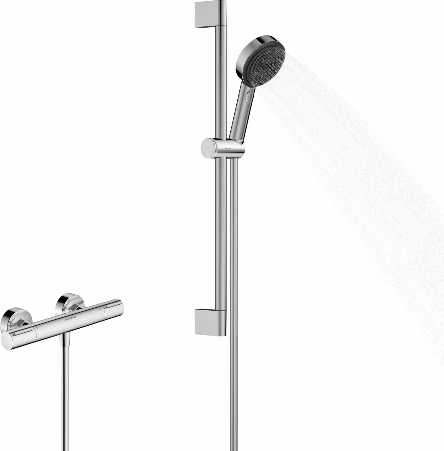 hansgrohe Pulsify Select S set de douche 105, 3jet Relaxation, élément Ecostat, EcoSmart, barre de douche 650mm, 24272000, 24272000
