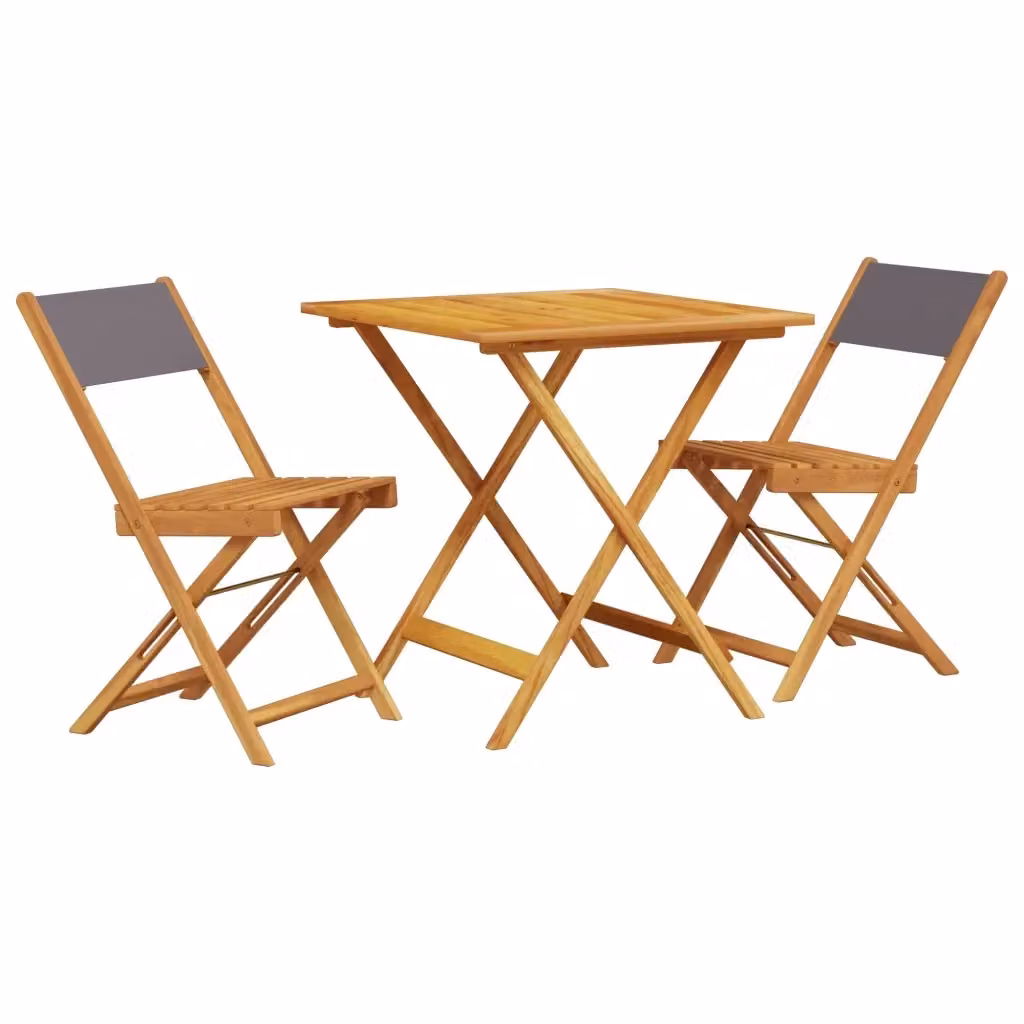 Set da Bistrot vidaXL 3 Pezzi in Legno di Acacia Olio Colore Antracite per Giardino e Terrazzo – 2