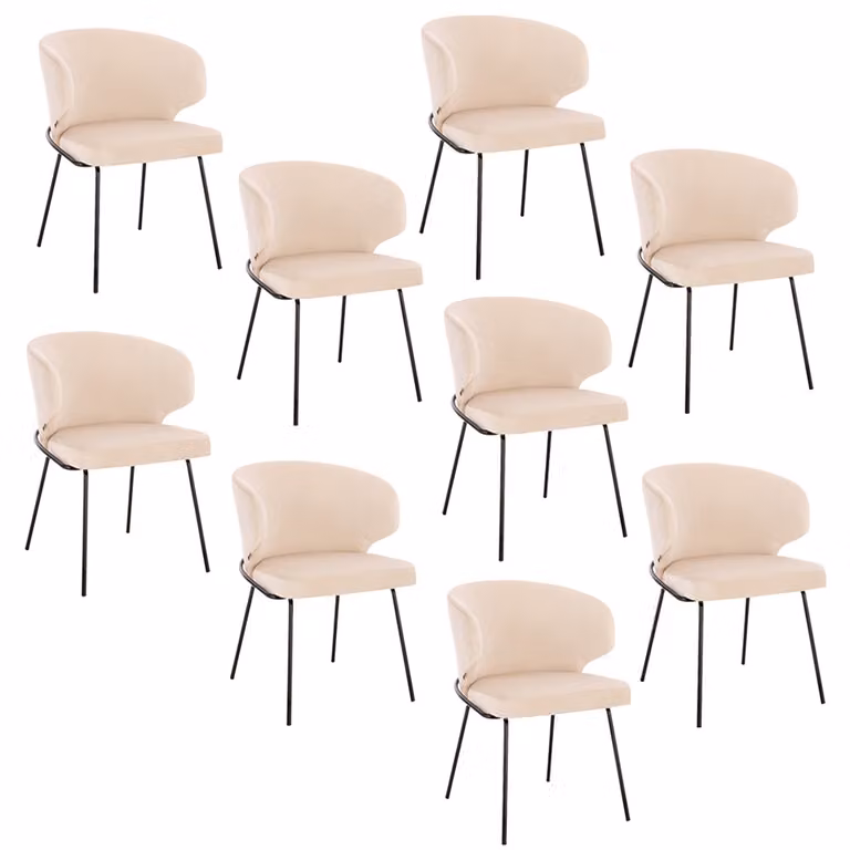 Home Deluxe - Sedia imbottita AMARA- 9 pezzi, colore: beige velluto - imbottitura morbida, portata fino a 120 kg I Sedia da cucina Sedie da pranzo Sedie da sala da pranzo