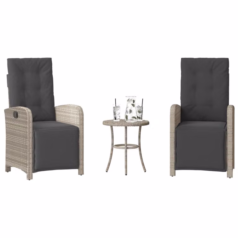 Set da Bistrò vidaXL in Polyrattan con Cuscini Grigio Chiaro e Antracite per Giardino e Balcone