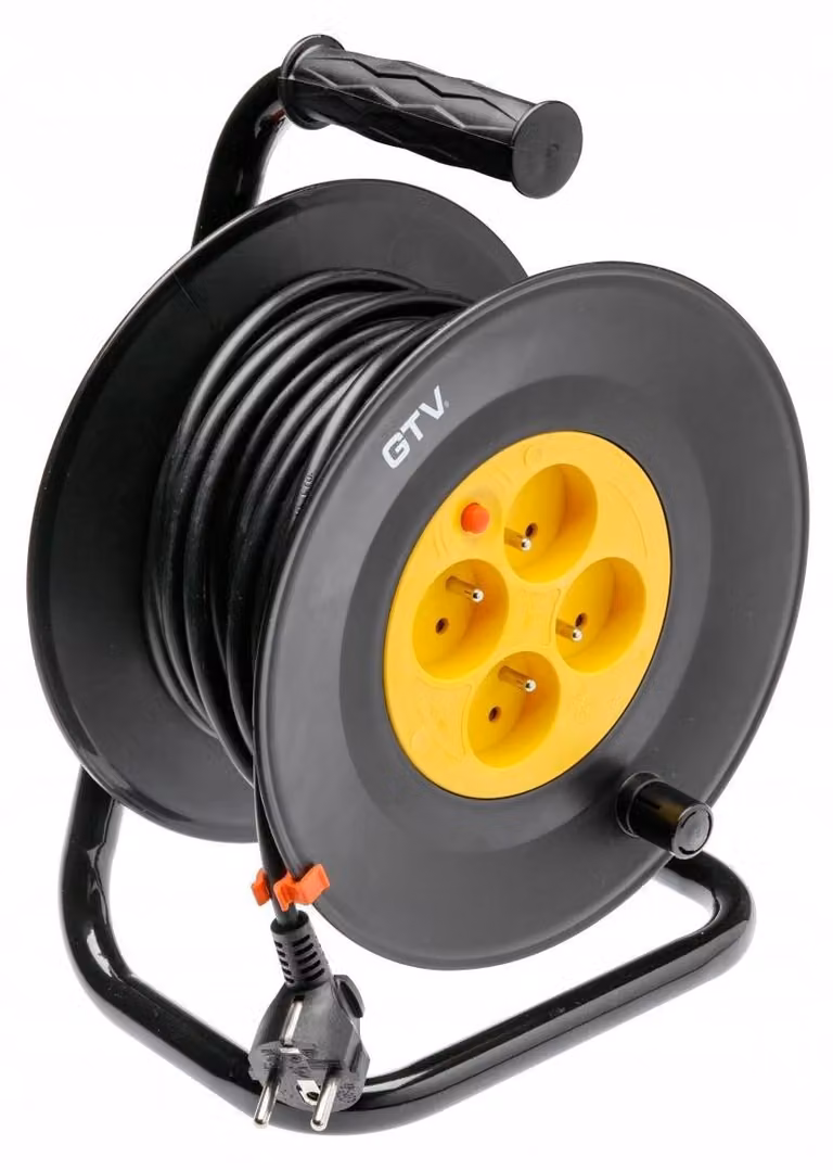 Bobina di cavo GTV, 40 metri, 4 prese, colore nero