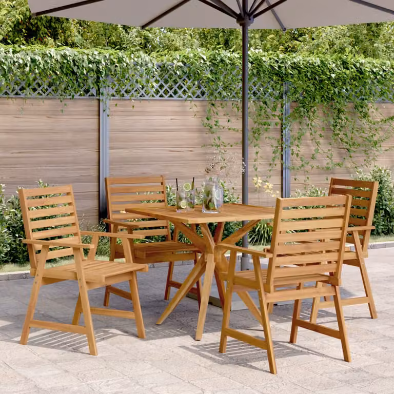Set da pranzo per giardino vidaXL in legno di acacia marrone, 5 pezzi