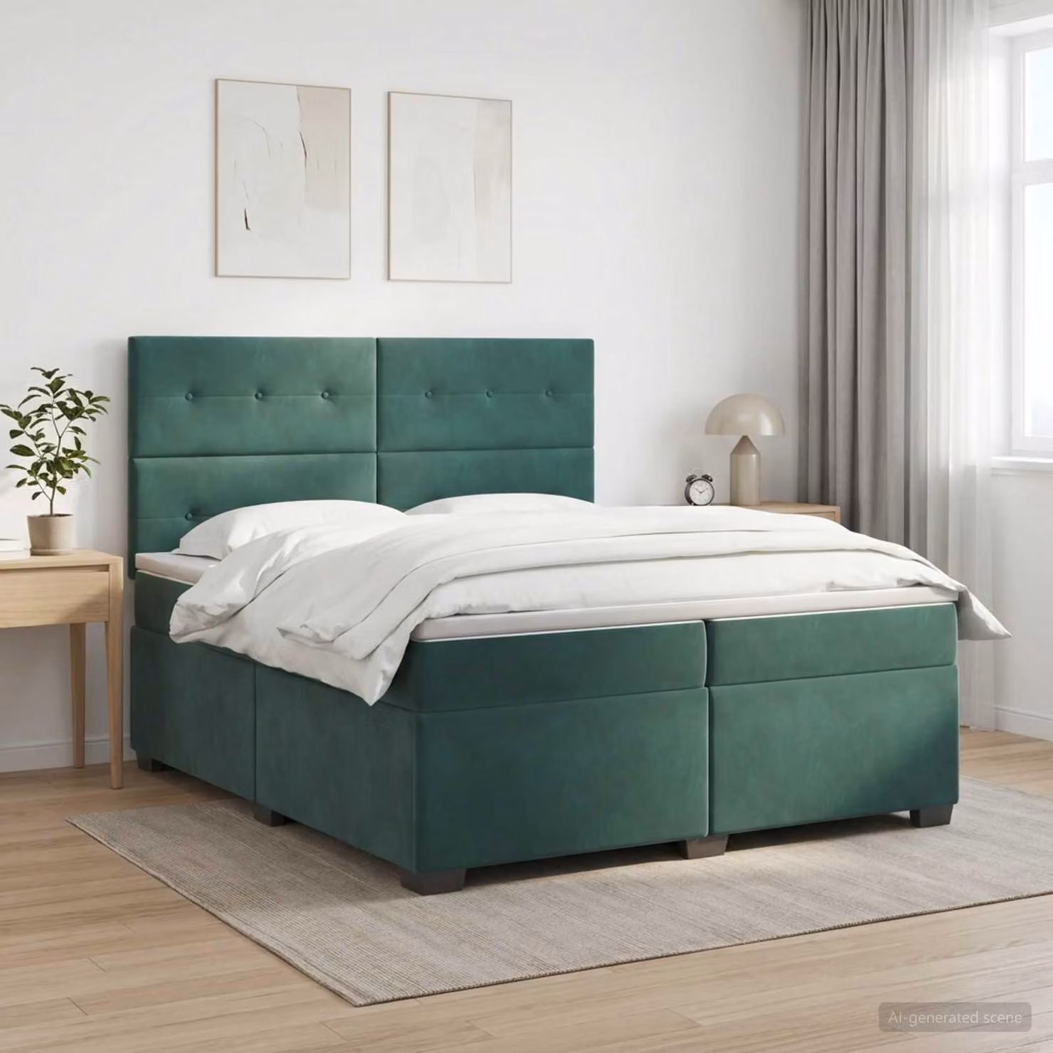 Maison Exclusive - Letto boxspring con materasso verde scuro 200 x 200 cm in velluto