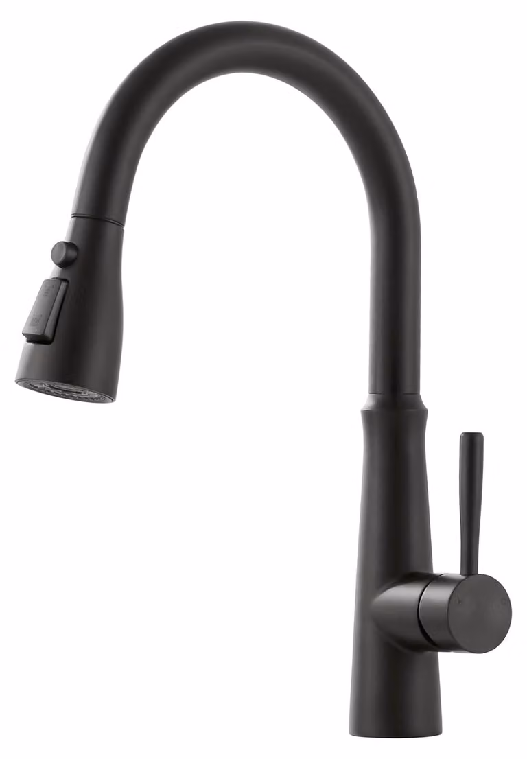 Miscelatore da cucina estraibile, girevole a 360°, con 2 tipi di getto, colore nero