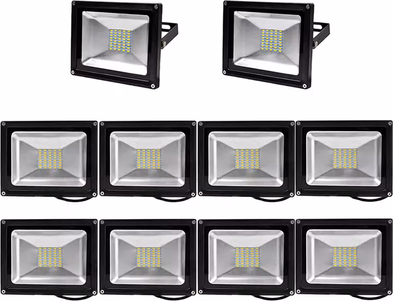 10 faretti LED da 30 W, Greenmigo IP65 impermeabili, bianco caldo, 120°, faretti LED da esterno, illuminazione a fascio largo, CA 85-265 V