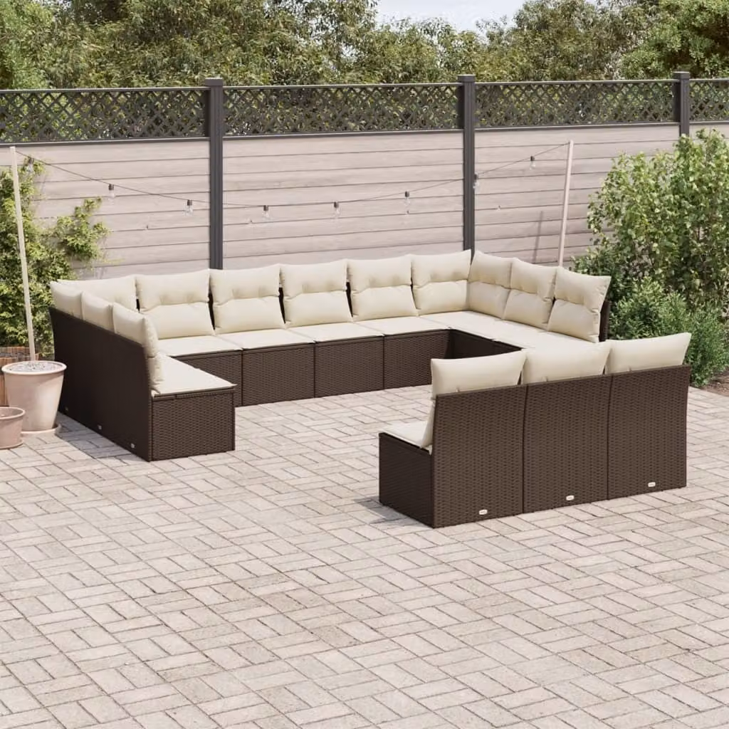 Maison Exclusive - Set Divani da Giardino 13 pz con Cuscini Marrone in Polyrattan