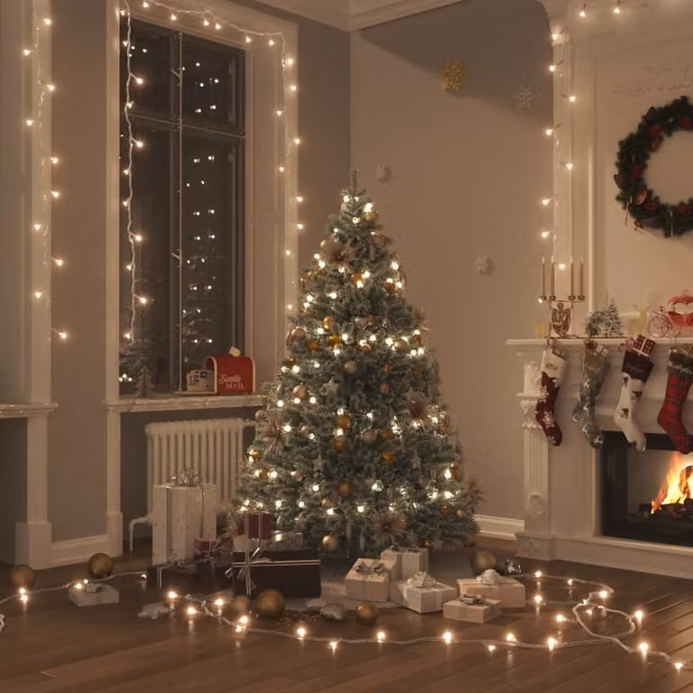 The Living Store Fata LED con 300 LED bianco caldo 30 m PVC